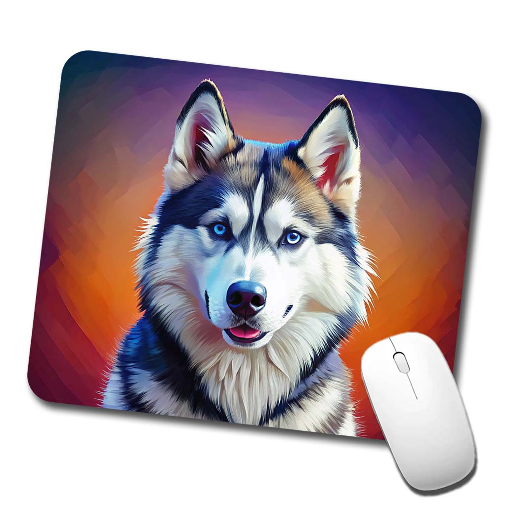 Siberian Husky Dog Pop Art Low Profile Mouse Pad Mat