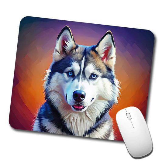 Siberian Husky Dog Pop Art Low Profile Mouse Pad Mat