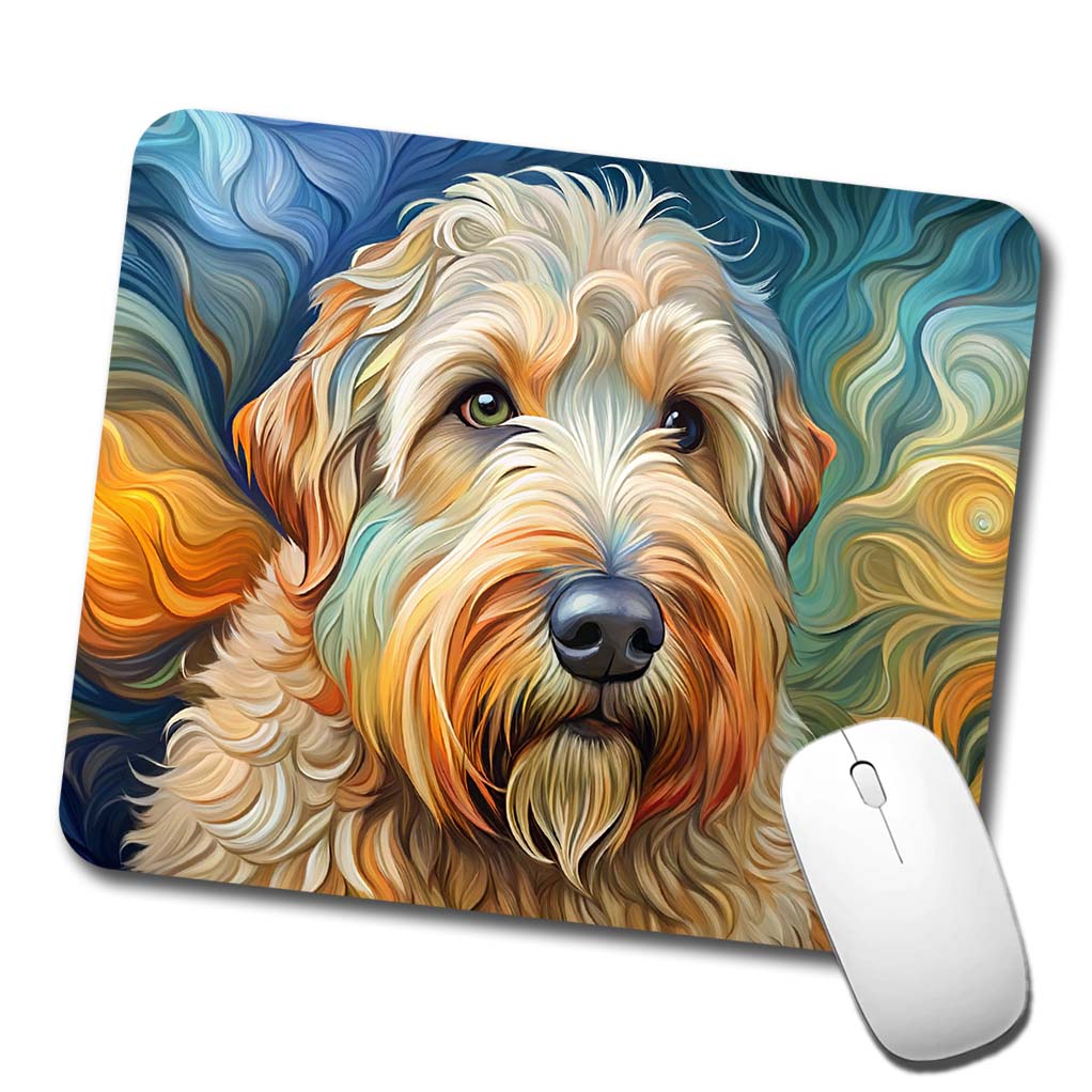 Soft Coated Wheaten Terrier Dog Abstract Art Low Profile Mouse Pad Mat