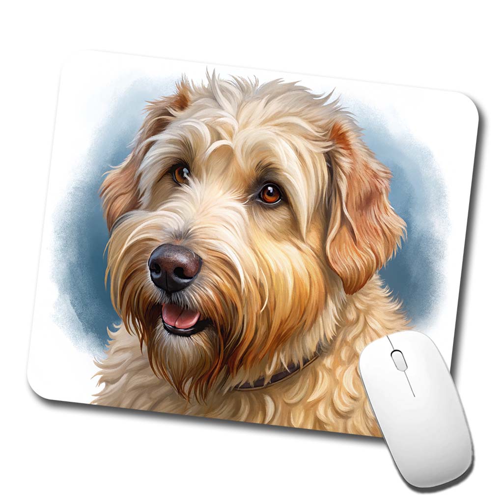 Soft Coated Wheaten Terrier Dog Illustration Low Profile Mouse Pad Mat