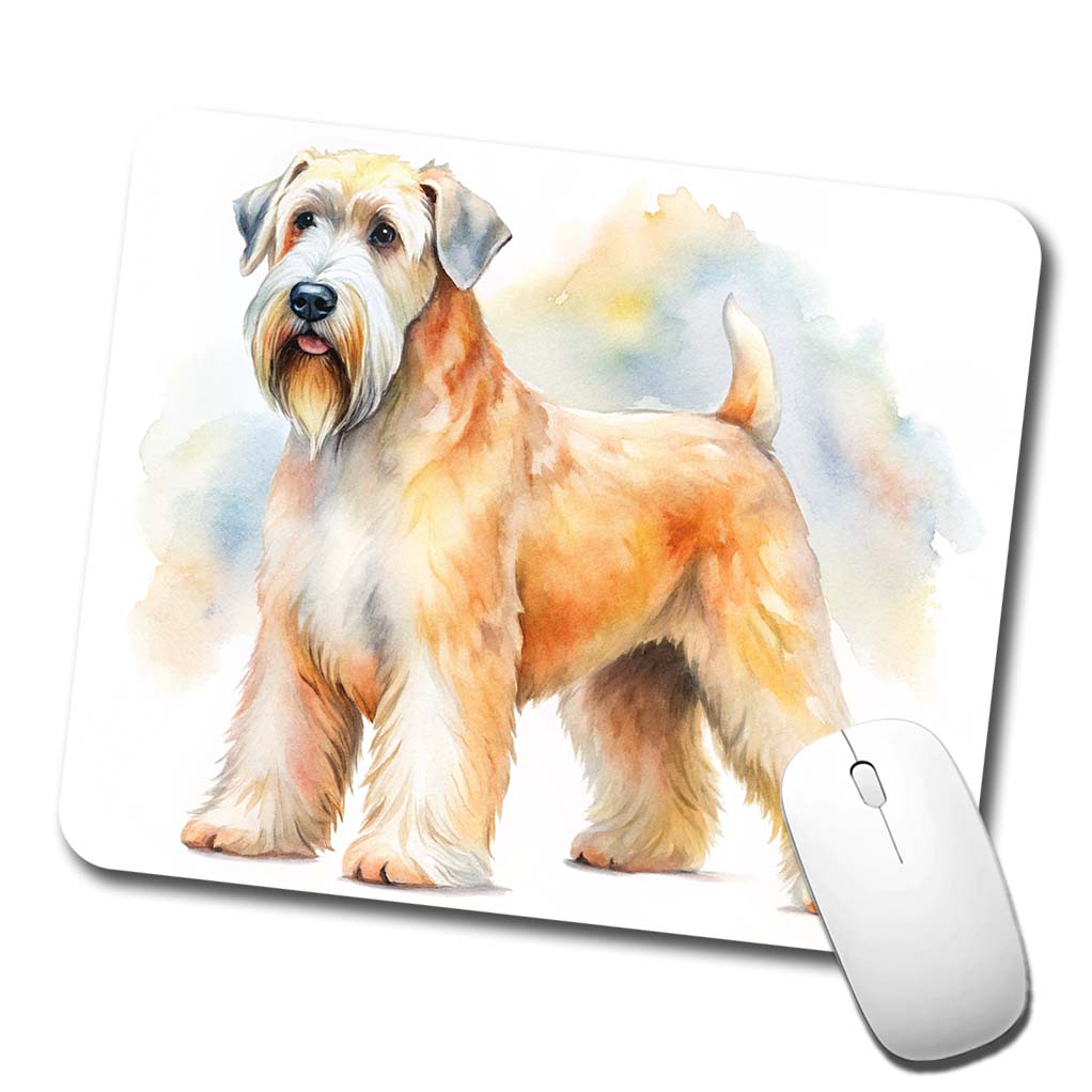 Soft Coated Wheaten Terrier Dog Watercolor Style Low Profile Mouse Pad Mat