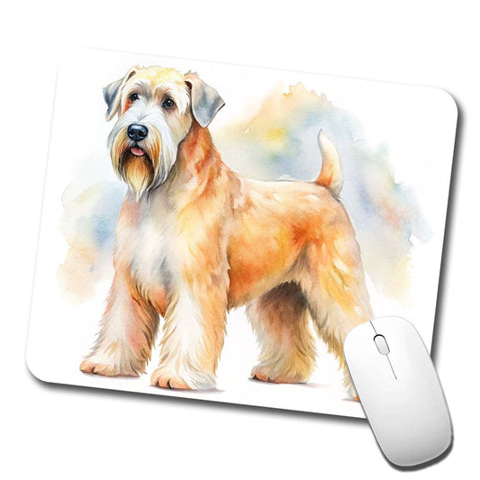 Soft Coated Wheaten Terrier Dog Watercolor Style Low Profile Mouse Pad Mat