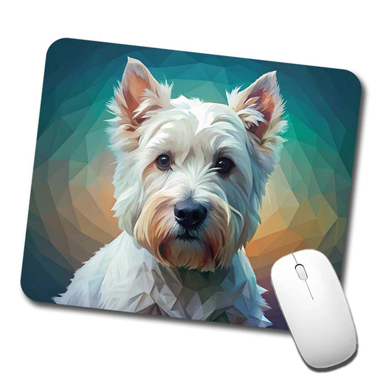 West Highland White Terrier Westie Abstract Stylized Art Low Profile Mouse Pad Mat