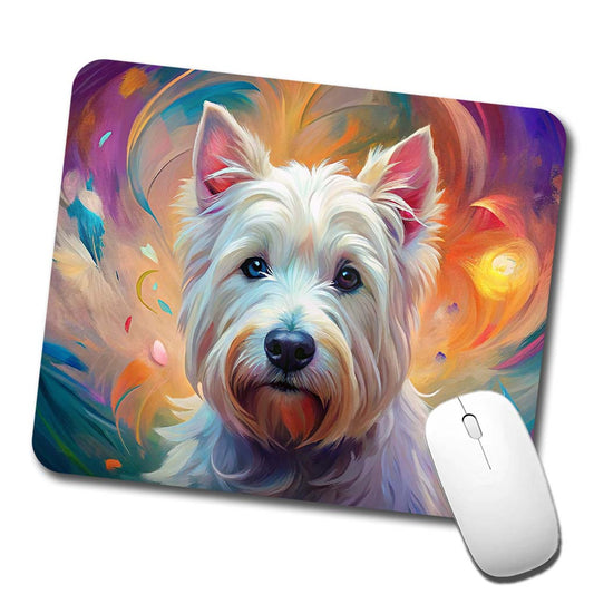 West Highland White Terrier Westie Dog Abstract Art Low Profile Mouse Pad Mat