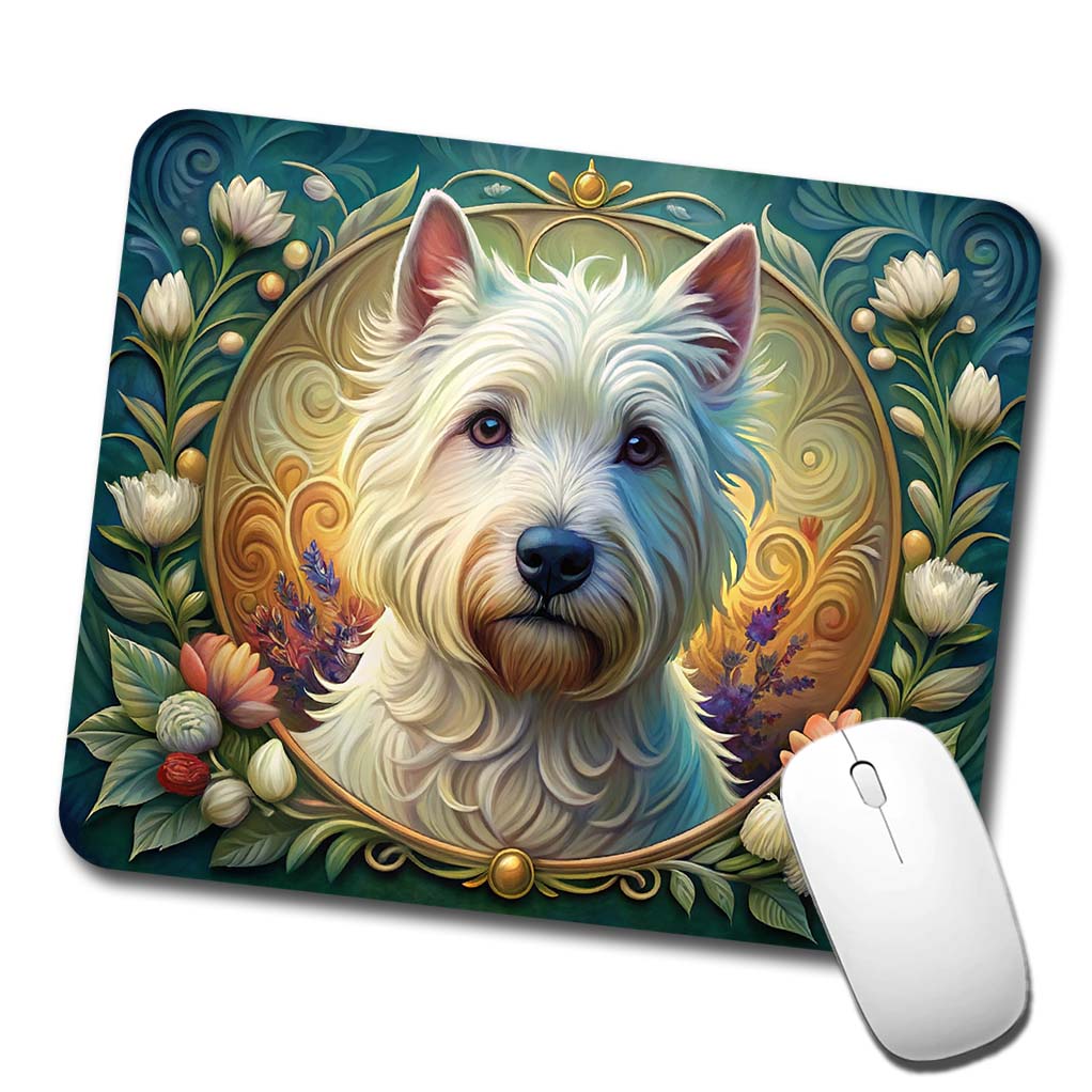 West Highland White Terrier Westie Dog Art Nouveau Low Profile Mouse Pad Mat