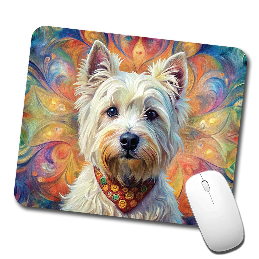 West Highland White Terrier Westie Dog Bohemian Art Low Profile Mouse Pad Mat