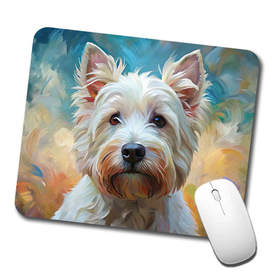 West Highland White Terrier Westie Dog Expressionism Art Low Profile Mouse Pad Mat
