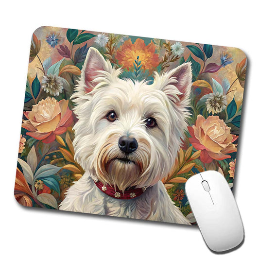 West Highland White Terrier Westie Dog French Bohemian Art Low Profile Mouse Pad Mat