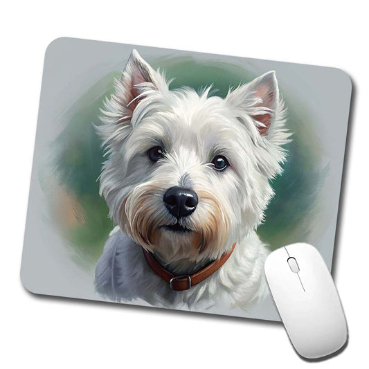 West Highland White Terrier Westie Dog Illustration Low Profile Mouse Pad Mat