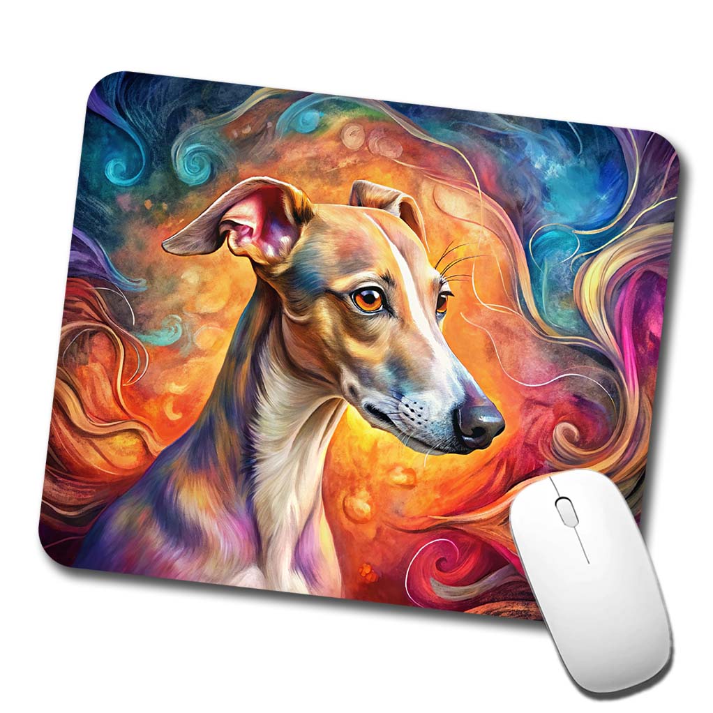 Whippet Dog Abstract Art Low Profile Mouse Pad Mat