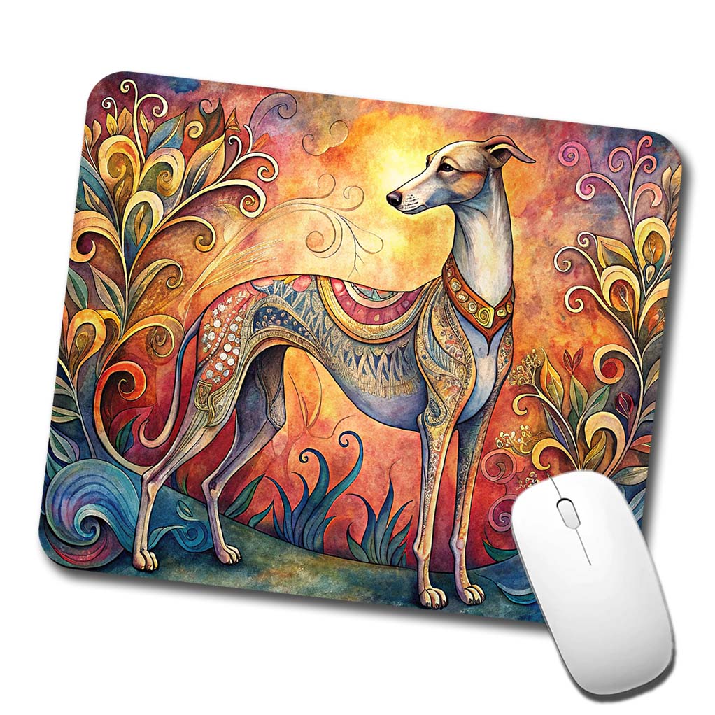 Whippet Dog Bohemian Art Low Profile Mouse Pad Mat