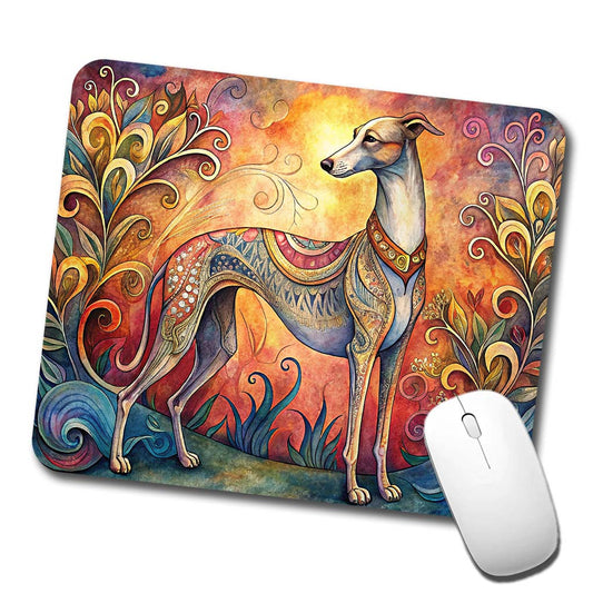 Whippet Dog Bohemian Art Low Profile Mouse Pad Mat