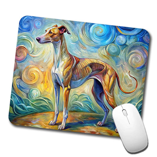 Whippet Dog Expressionism Art Low Profile Mouse Pad Mat