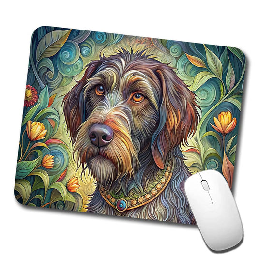 Wirehaired Pointing Griffon Dog Art Nouveau Low Profile Mouse Pad Mat