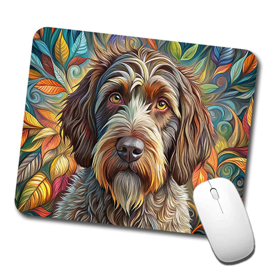 Wirehaired Pointing Griffon Dog Bohemian Art Low Profile Mouse Pad Mat