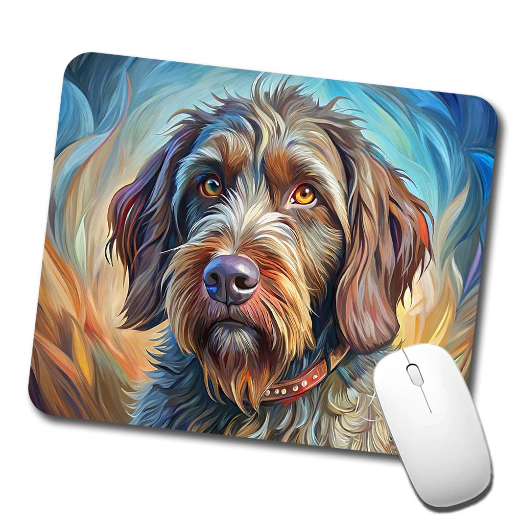 Wirehaired Pointing Griffon Dog Expressionism Art Low Profile Mouse Pad Mat