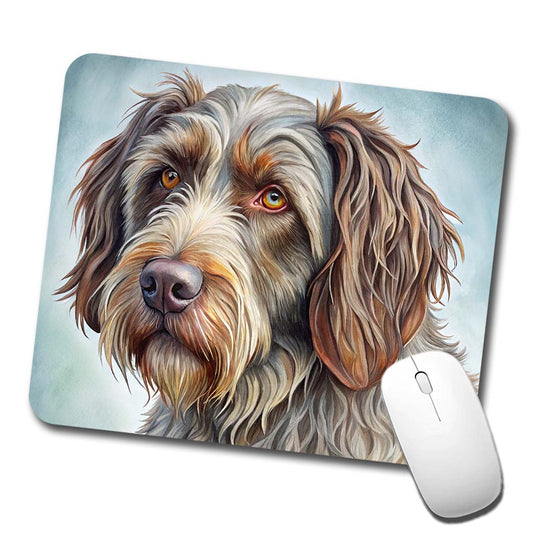 Wirehaired Pointing Griffon Dog Illustration Low Profile Mouse Pad Mat