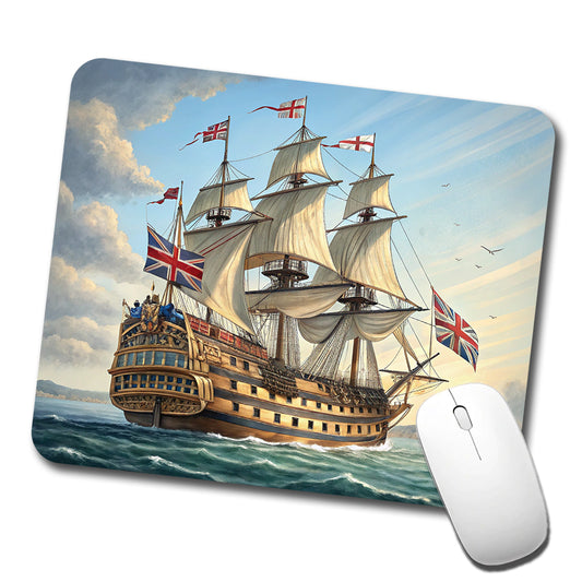 18th Century Warship British Sailing Ship Of The Line Low Profile Mouse Pad Mat