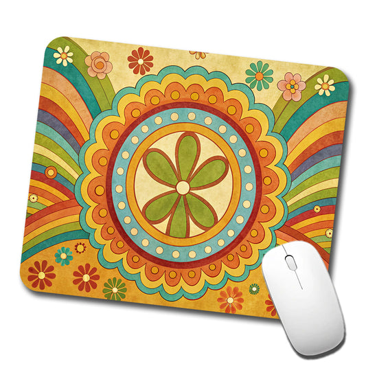70's Retro Groovy Hippie Design Low Profile Mouse Pad Mat
