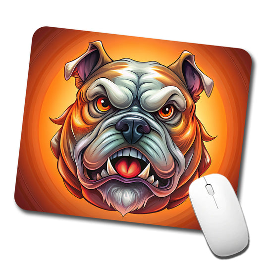 Angry Bulldog Cartoon Face Low Profile Mouse Pad Mat