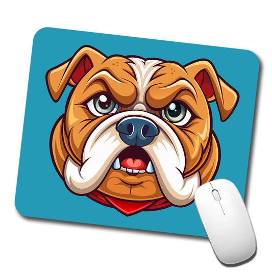 Bulldog Face Mascot Cartoon Low Profile Mouse Pad Mat