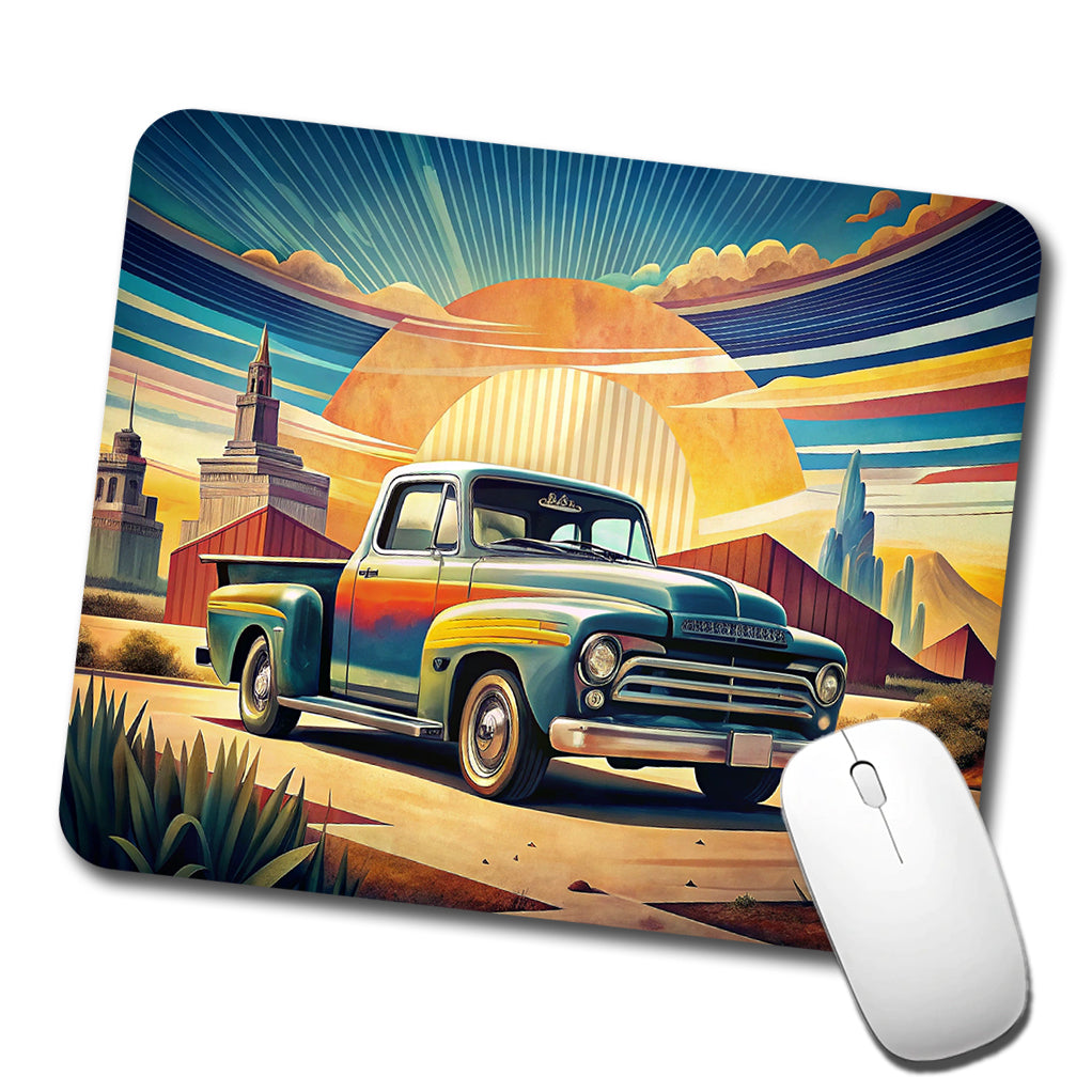 Classic Retro Truck Art Low Profile Mouse Pad Mat