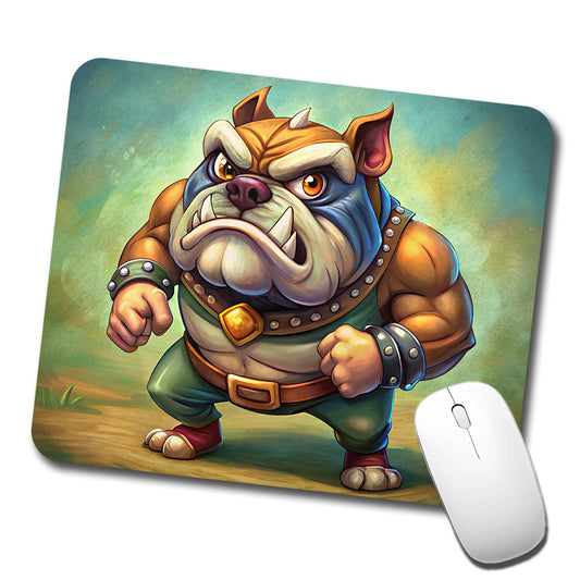 Fighting Bulldog Cartoon Low Profile Mouse Pad Mat