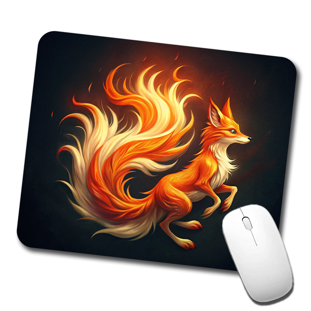 Flaming Fox Fire Kitsune Low Profile Mouse Pad Mat