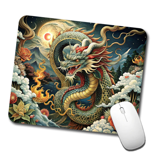 Japanese Asian Dragon Serpent Spirit Art Low Profile Mouse Pad Mat