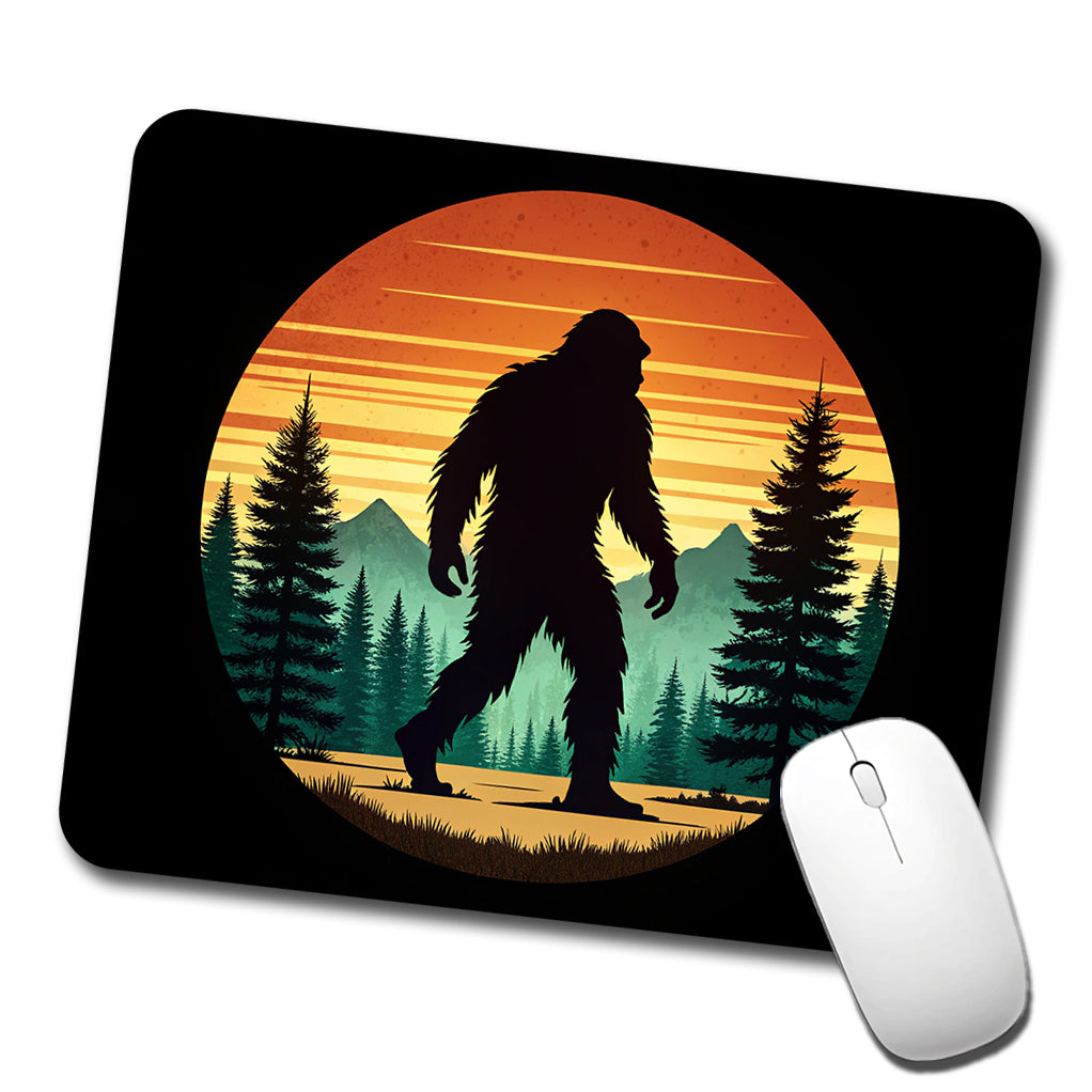 Retro Bigfoot Walking In The Forest Low Profile Mouse Pad Mat