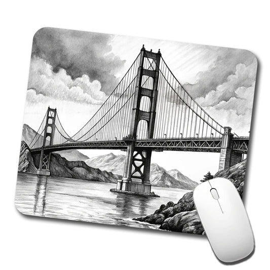 Sketch Of Golden Gate Bridge San Francisco California Low Profile Mouse Pad Mat