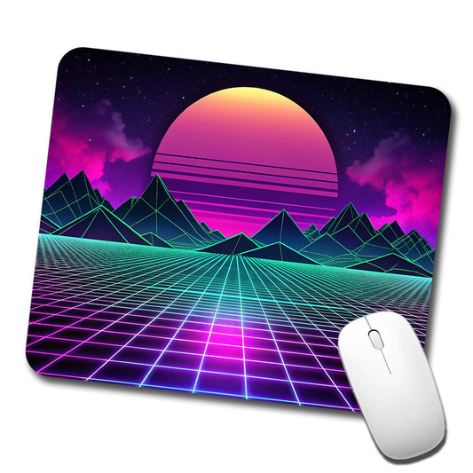 Vaporwave Retro Vector Vivid Landscape Low Profile Mouse Pad Mat