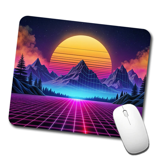 Vaporwave Retro Vector Vivid Mountain Landscape Low Profile Mouse Pad Mat