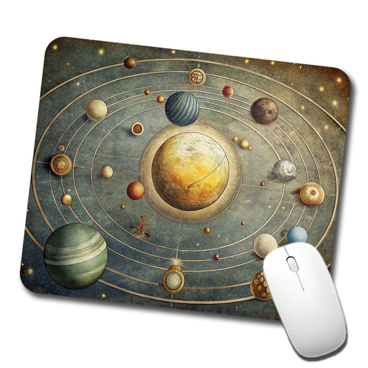 Vintage Solar System Map Low Profile Mouse Pad Mat