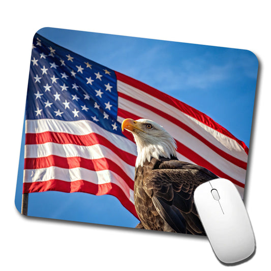 Eagle And American Flag USA United States Patriotic Low Profile Mouse Pad Mat