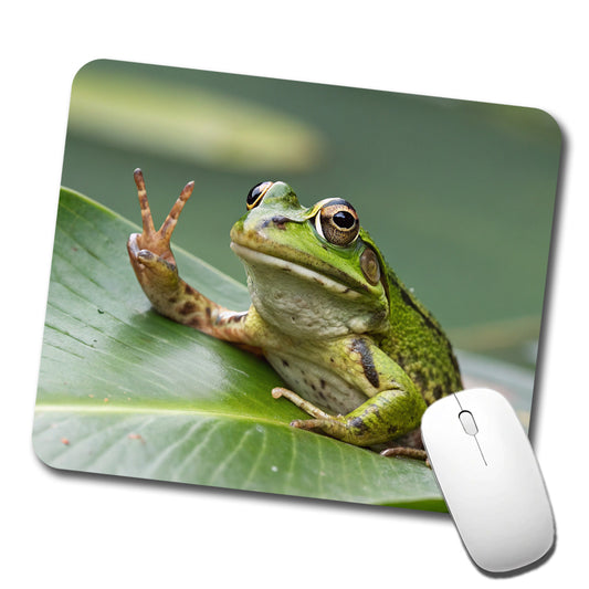 Frog Peace Sign Funny Low Profile Mouse Pad Mat