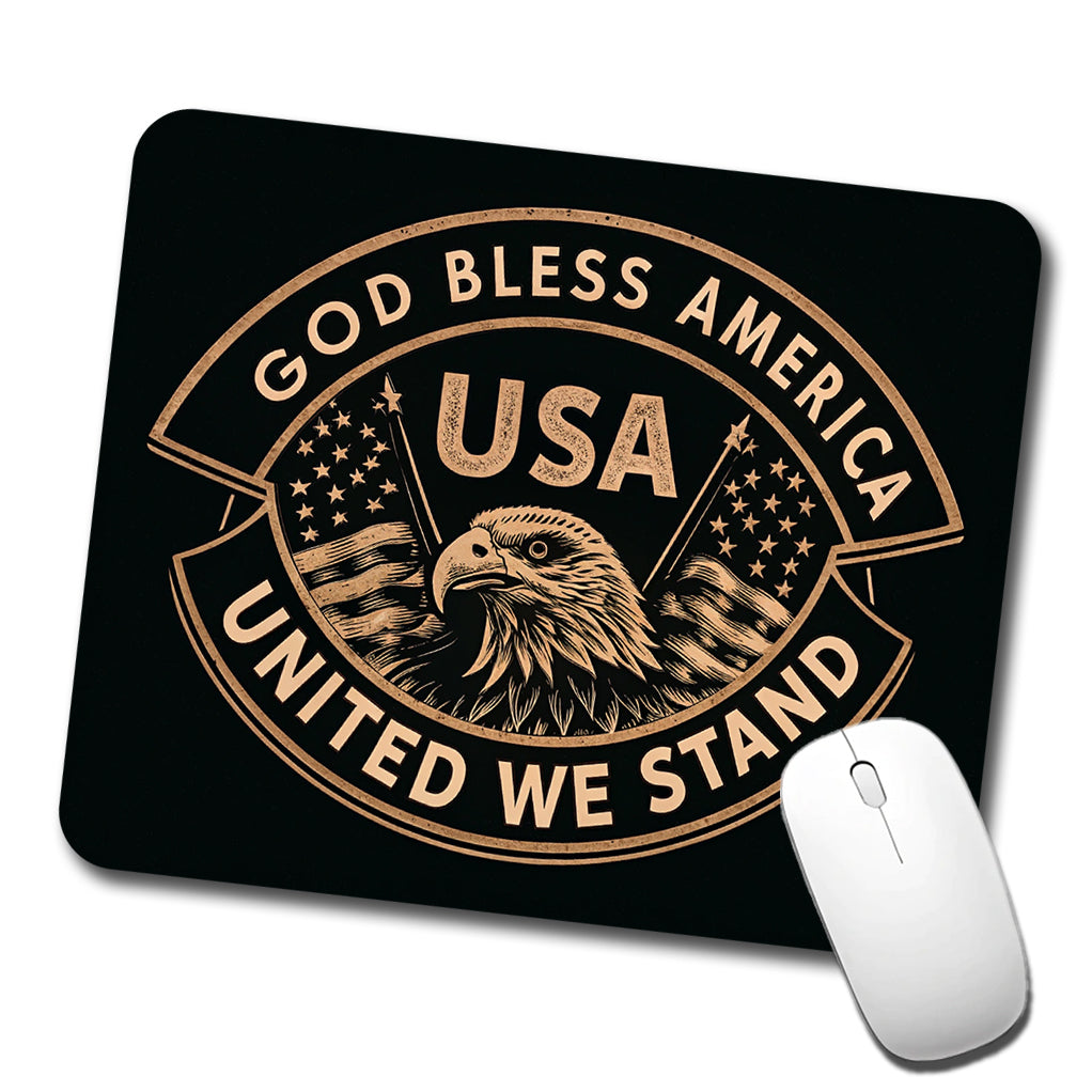 God Bless America Black Tan USA United States Low Profile Mouse Pad Mat