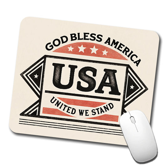God Bless America USA United We Stand States Low Profile Mouse Pad Mat