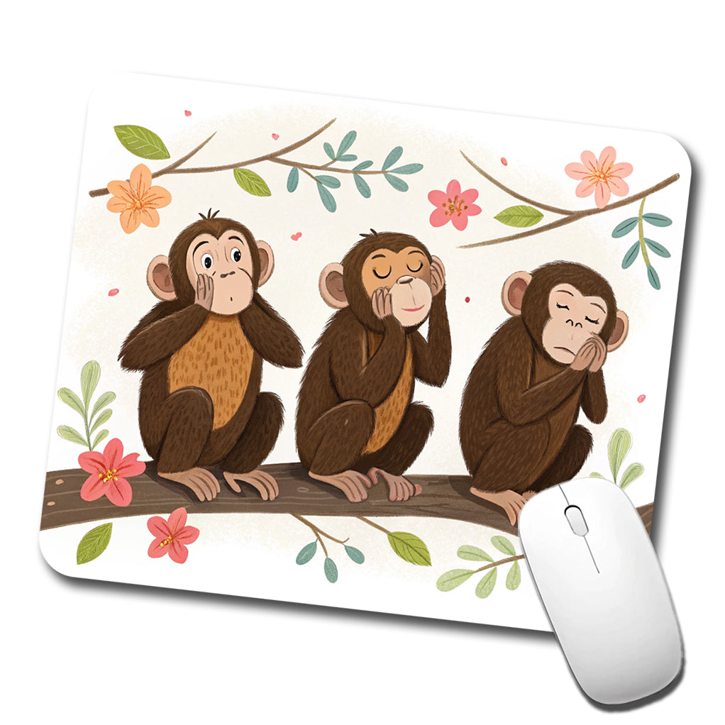 Hear Speak See No Evil Low Profile Mouse Pad Mat