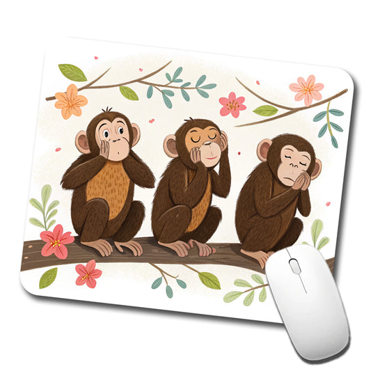 Hear Speak See No Evil Low Profile Mouse Pad Mat