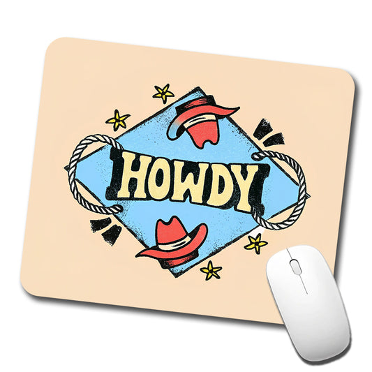 Howdy Country Cowboy Cowgirl Low Profile Mouse Pad Mat