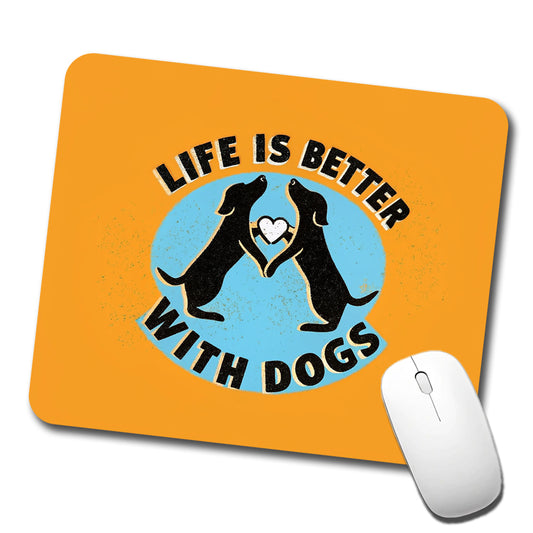 Life Is Better With Dogs Heart Low Profile Mouse Pad Mat