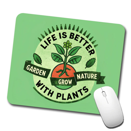 Life Is Better With Plants Low Profile Mouse Pad Mat