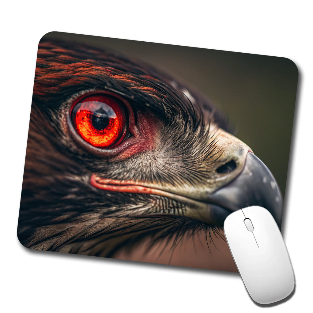 Red Eyes Hawk Bird Low Profile Mouse Pad Mat