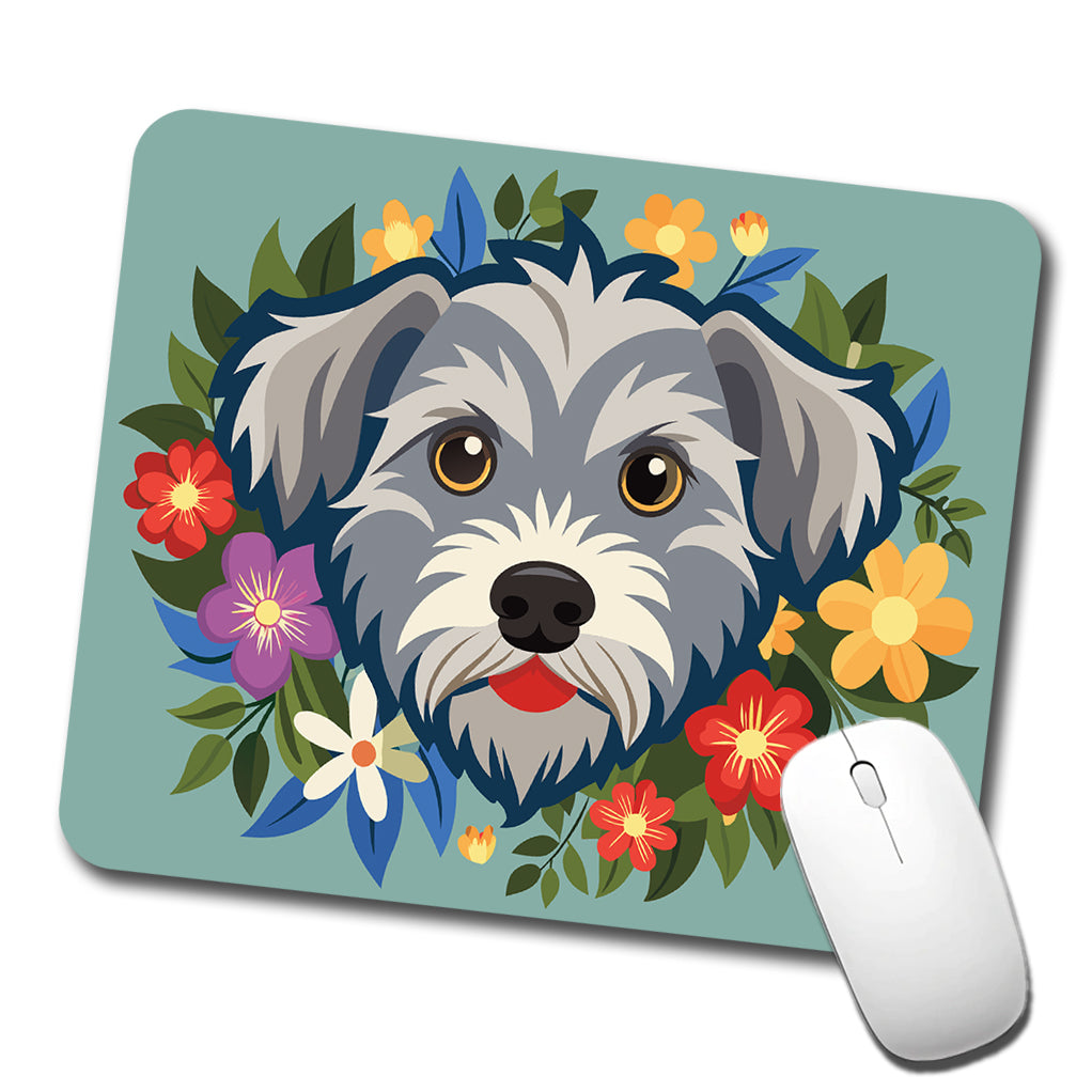 Schnoodle Head Floral Motif Low Profile Mouse Pad Mat