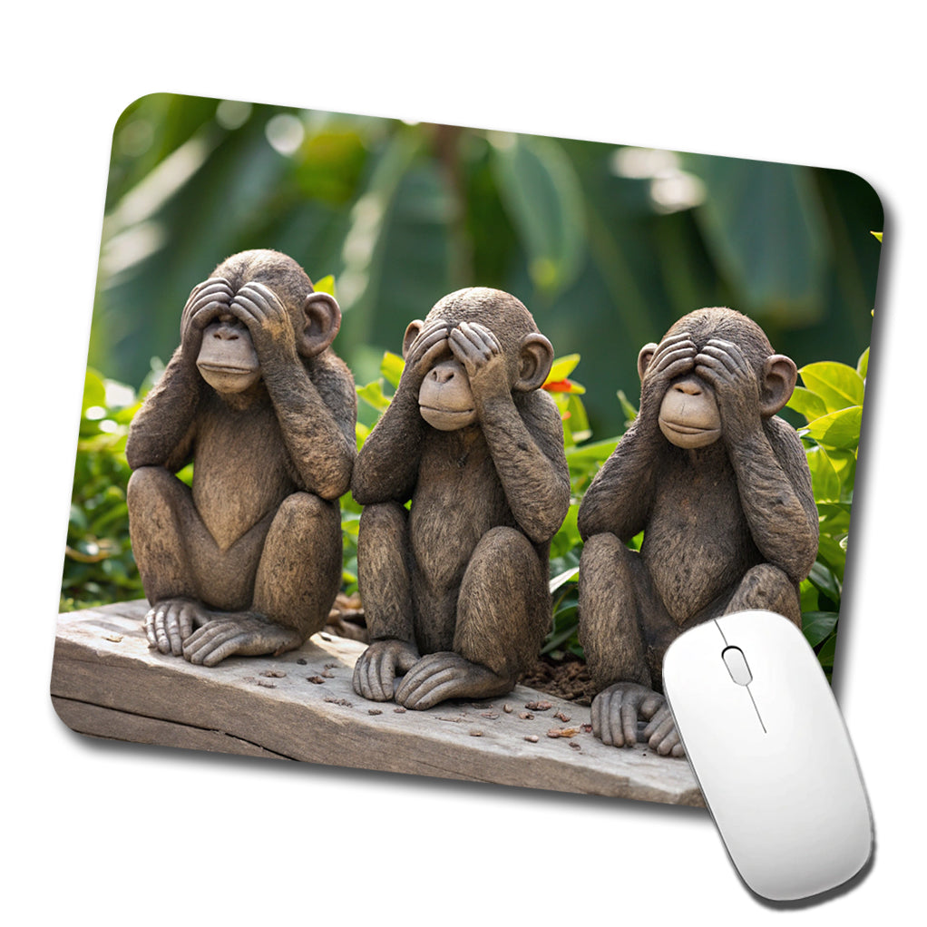 See No Evil Monkeys Funny Low Profile Mouse Pad Mat