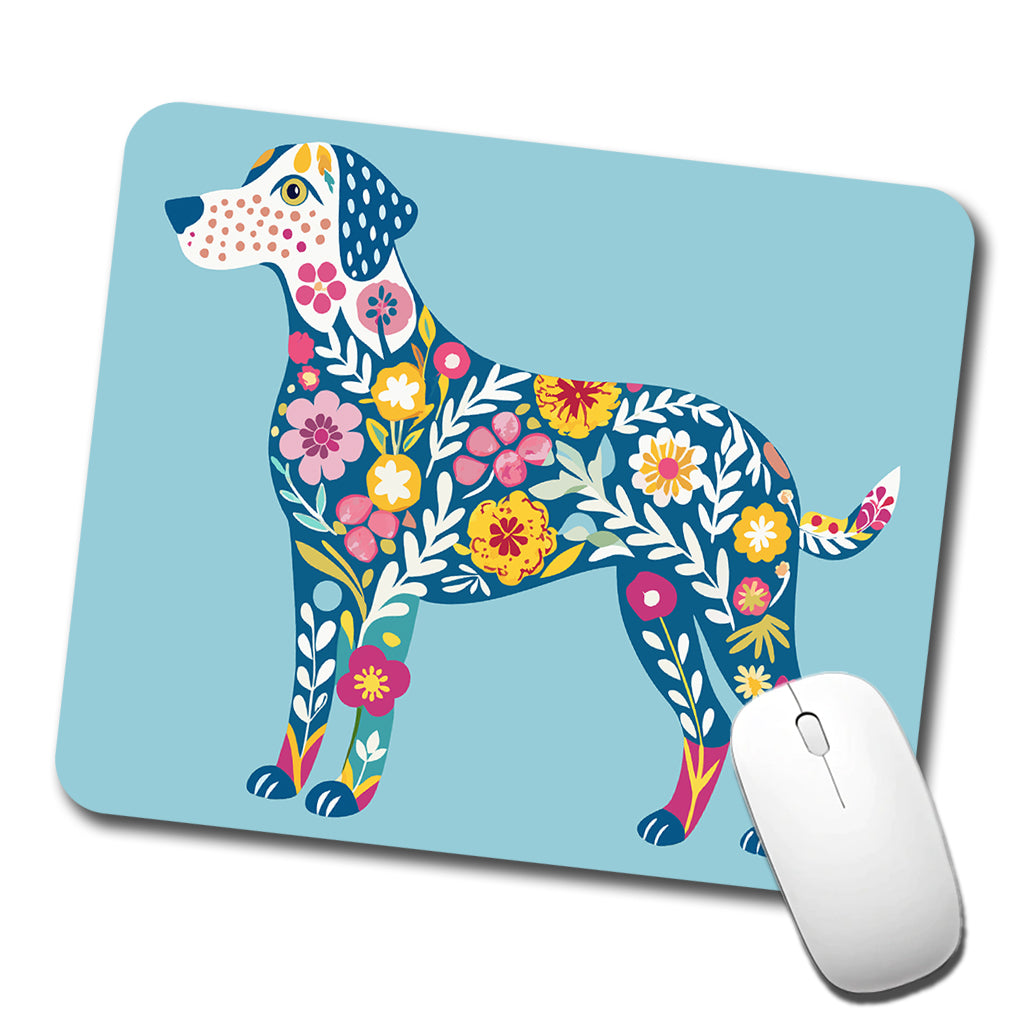 Weimador Floral Motif Blue Dog Low Profile Mouse Pad Mat