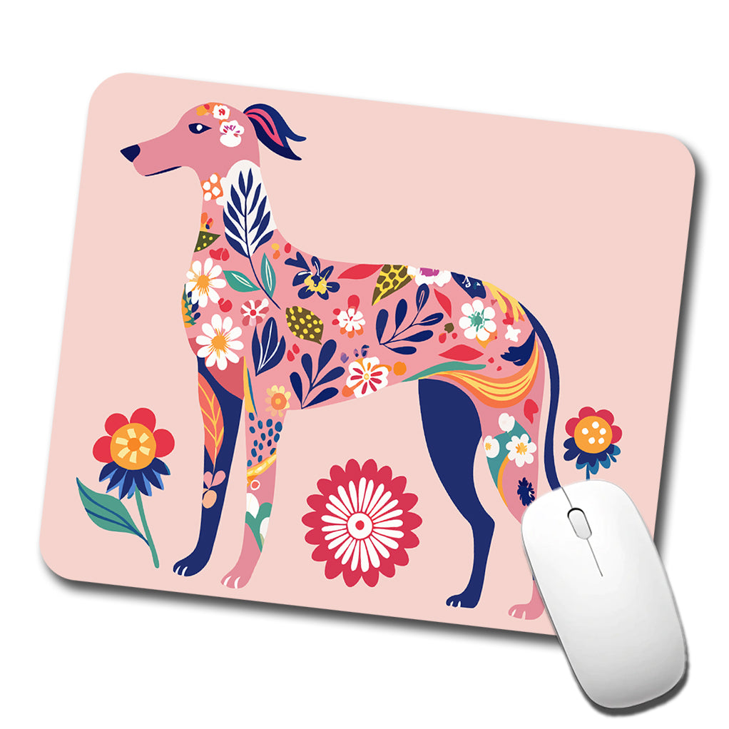 Weimador Floral Motif Light Pink Dog Low Profile Mouse Pad Mat
