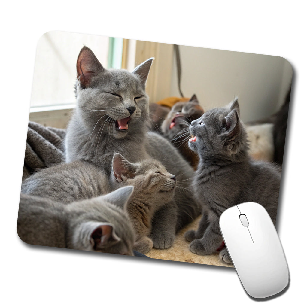 Bunch Of Gray Cats Low Profile Mouse Pad Mat