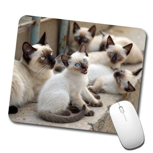 Bunch Of Siamese Cats Low Profile Mouse Pad Mat